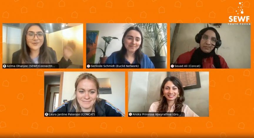 An screenshot of all the speakers from the SEWF Youth Forum Fireside chat