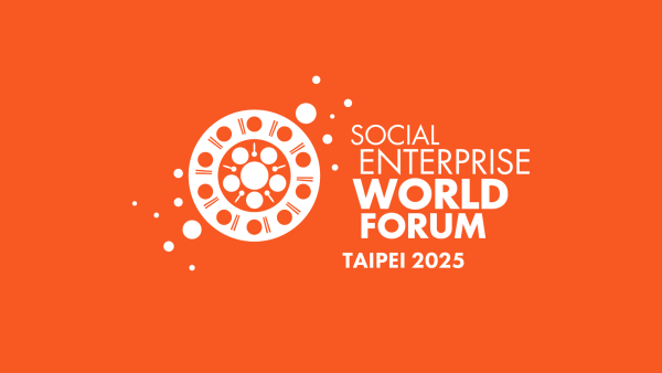 Social Enterprise World Forum Taipei 2025 logo on a red background