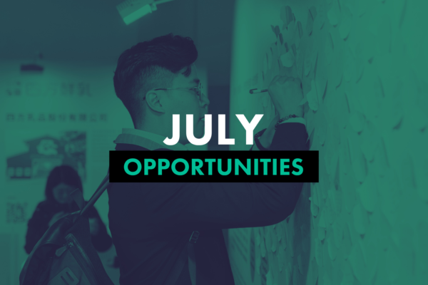 An image of an Asian man writing on the board with text overlay 'July opportunities'